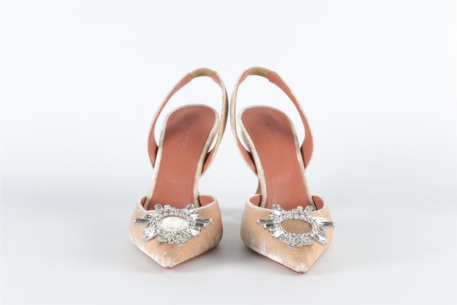 AMINA MUADDI BEIGE VELVET SLINGBACK PUMPS EU 38 UK 5 US 8