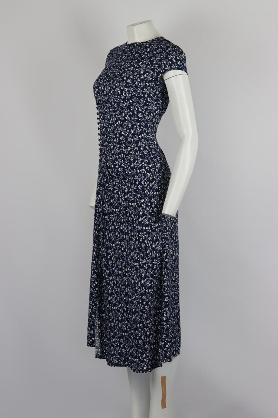 REFORMATION FLORAL PRINT CREPE MIDI DRESS US 4 UK 8