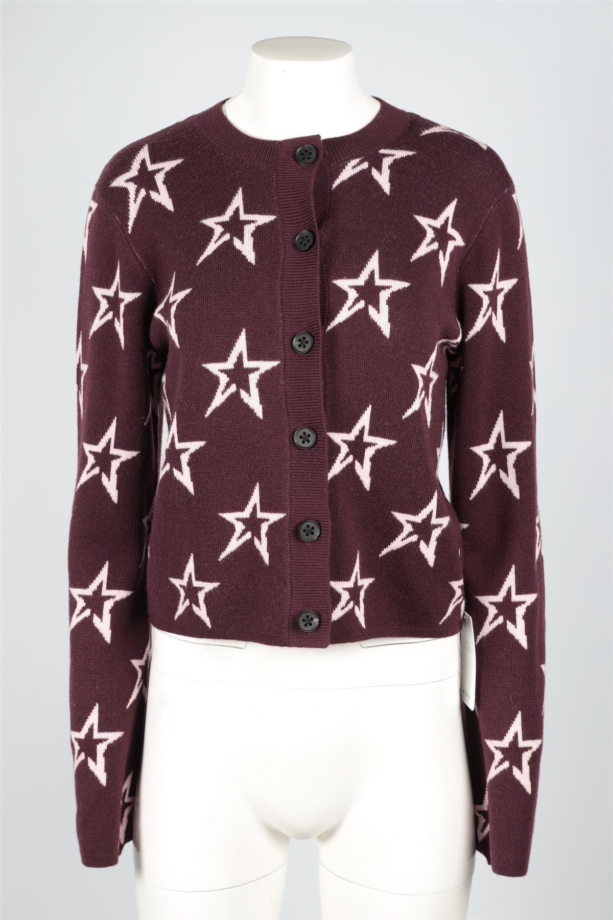 PERFECT MOMENT BURGUNDY WOOL CARDIGAN LARGE