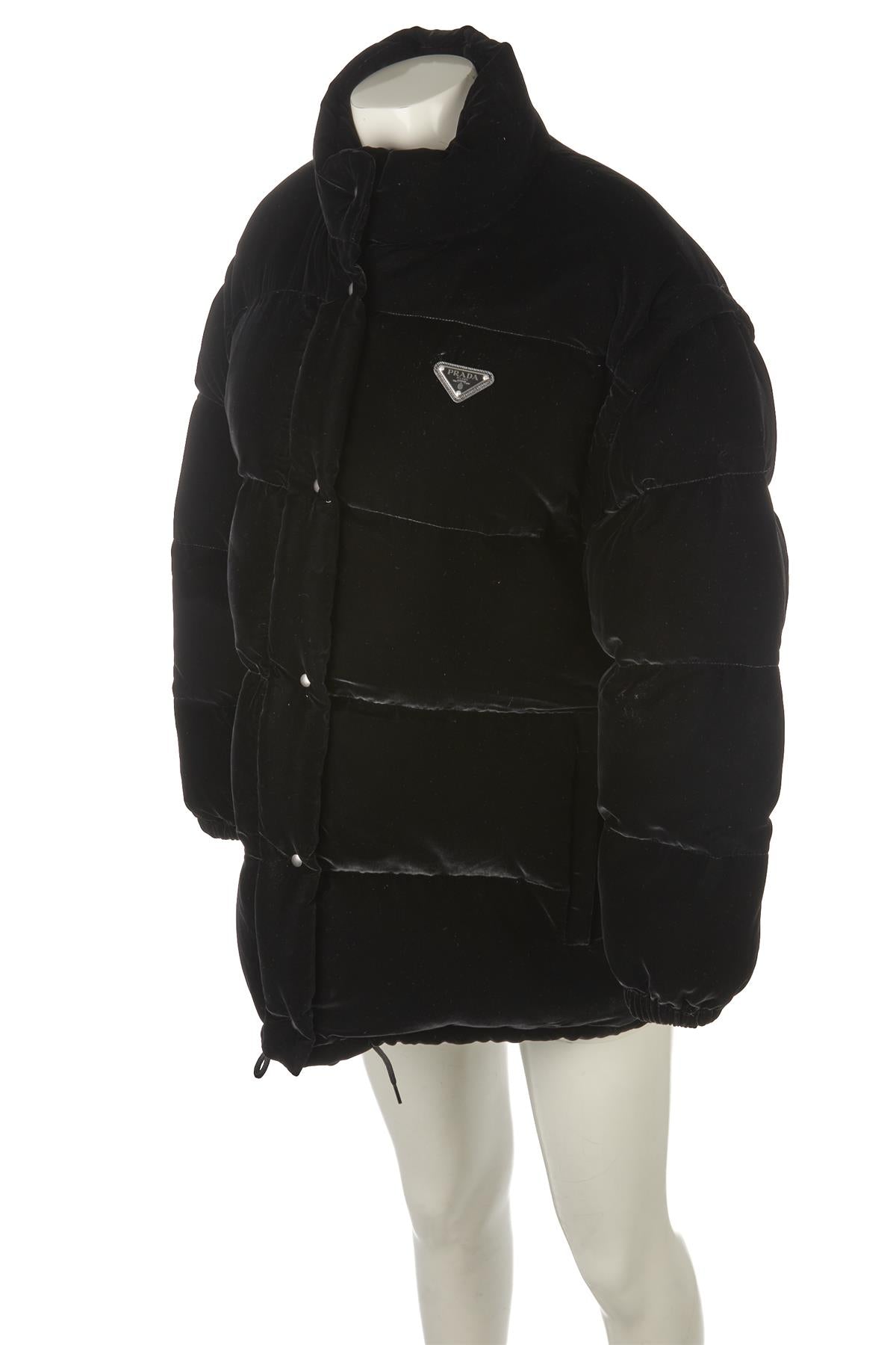 PRADA BLACK PADDED VELVET JACKET IT 42 UK 10