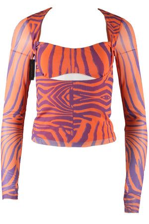 AFRM CUTOUT PRINTED STRETCH MESH TOP SMALL
