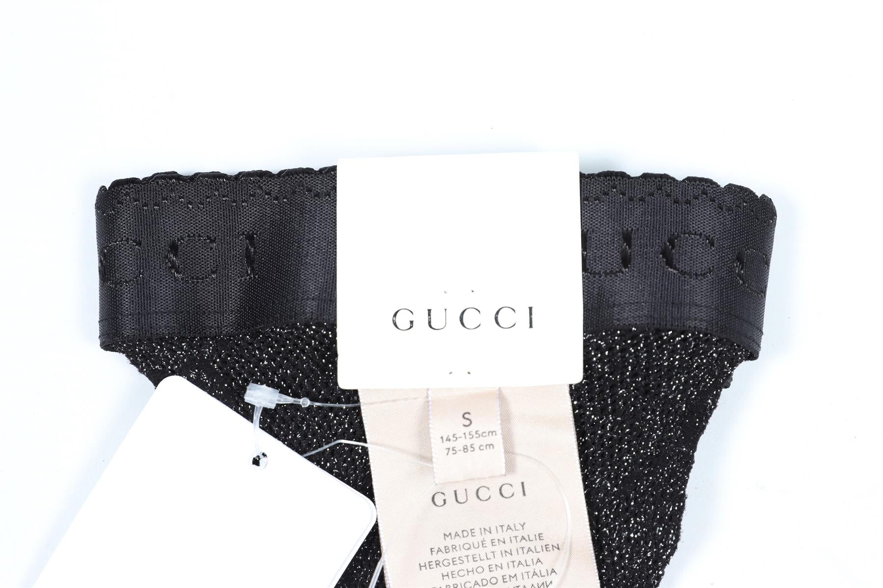 GUCCI BLACK GG KNIT TIGHTS SMALL