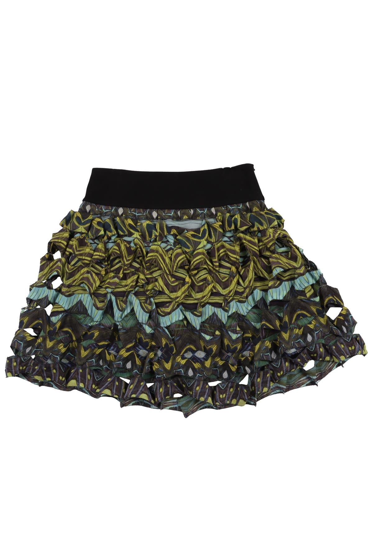 DIANE VON FURSTENBERG GREEN SILK MINI SKIRT US 2 UK 6