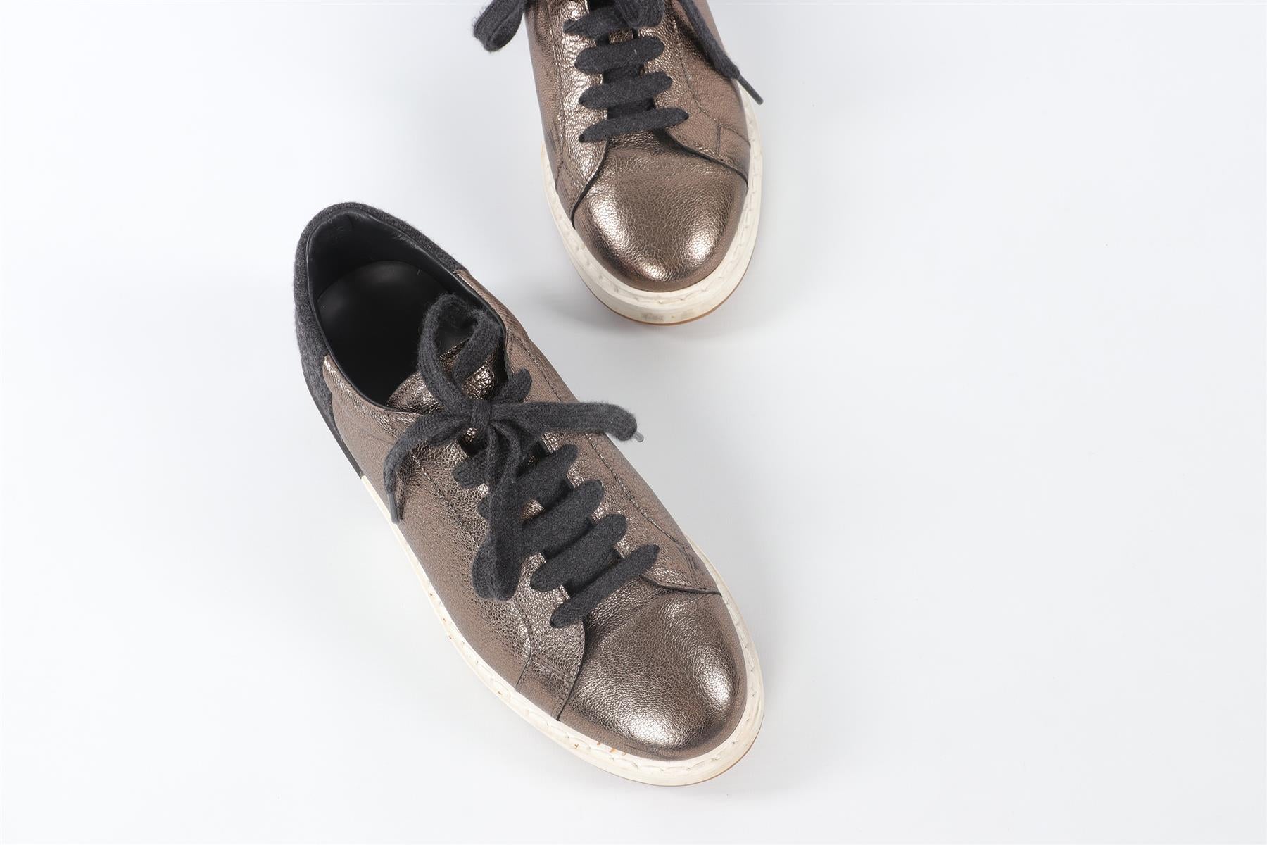 BRUNELLO CUCINELLI BRONZE LEATHER SNEAKERS EU 38 UK 5 US 8