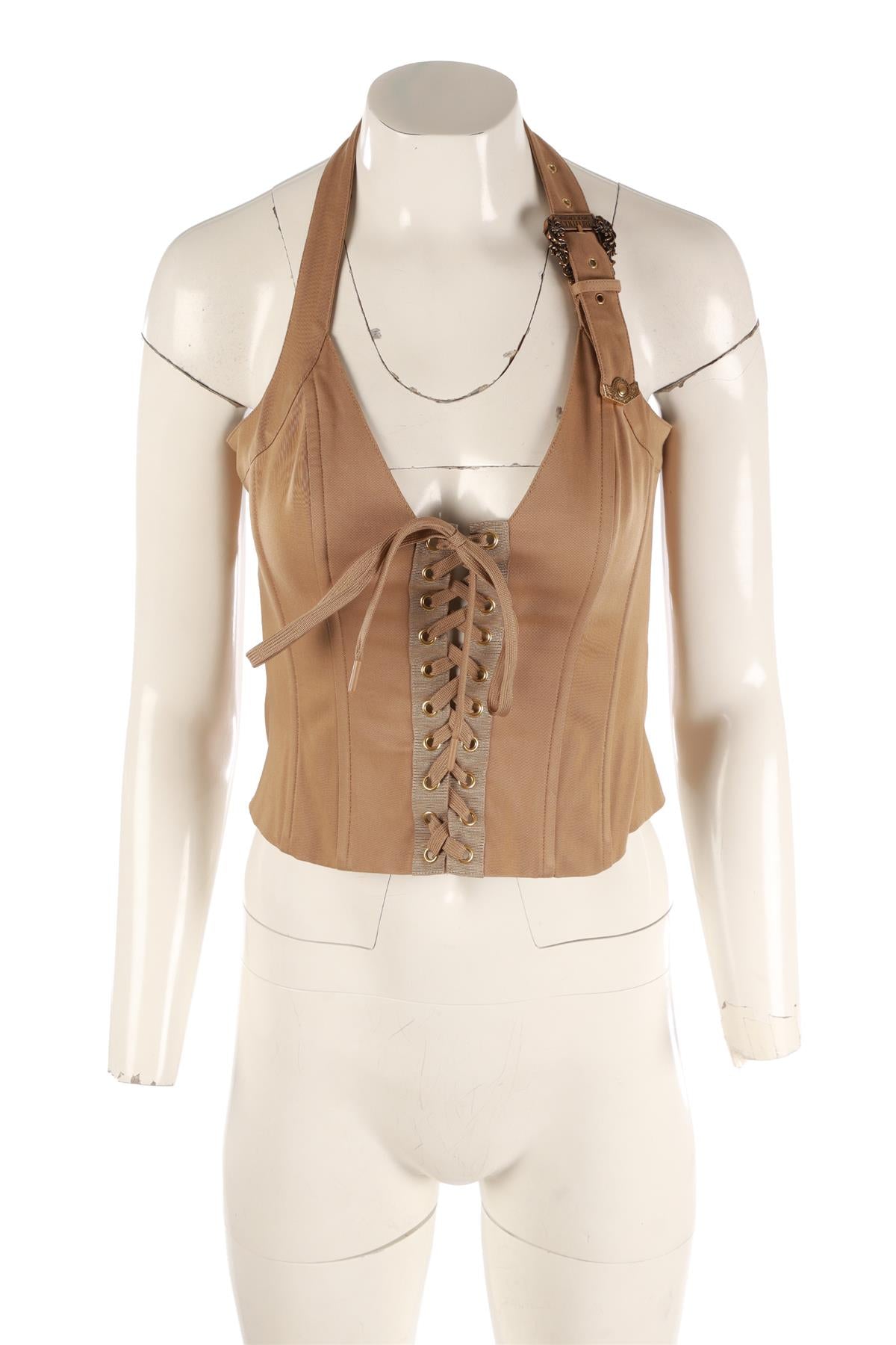 VERSACE JEANS COUTURE BROWN COTTON TOP IT 42 UK 10