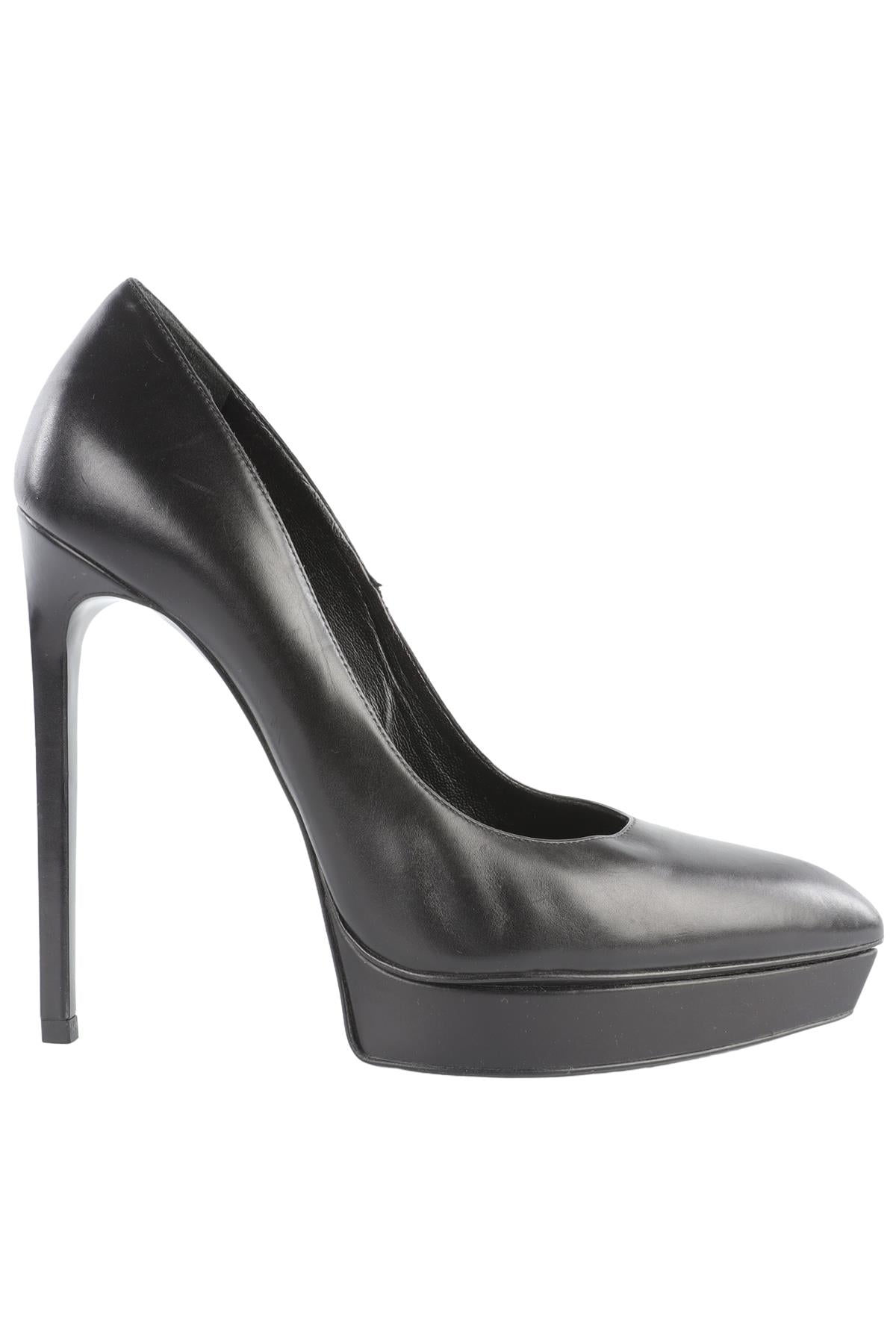 SAINT LAURENT BLACK LEATHER PLATFORM PUMPS