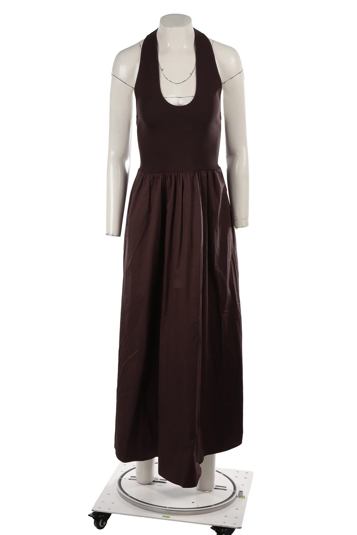 BROWN COTTON MAXI DRESS