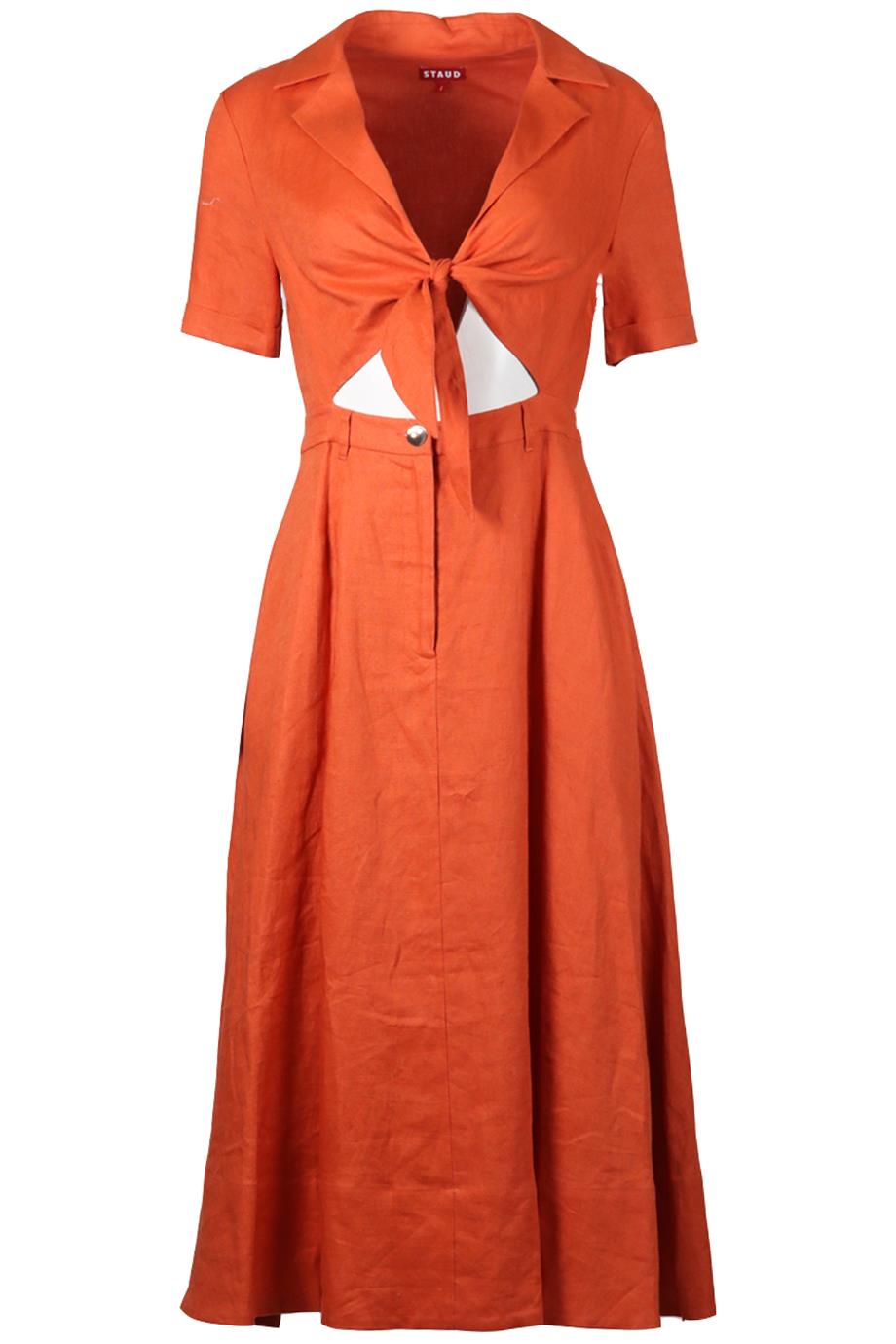 STAUD LINEN MIDI DRESS US 4 UK 8 STAUD LINEN MIDI DRESS US 4 UK 8