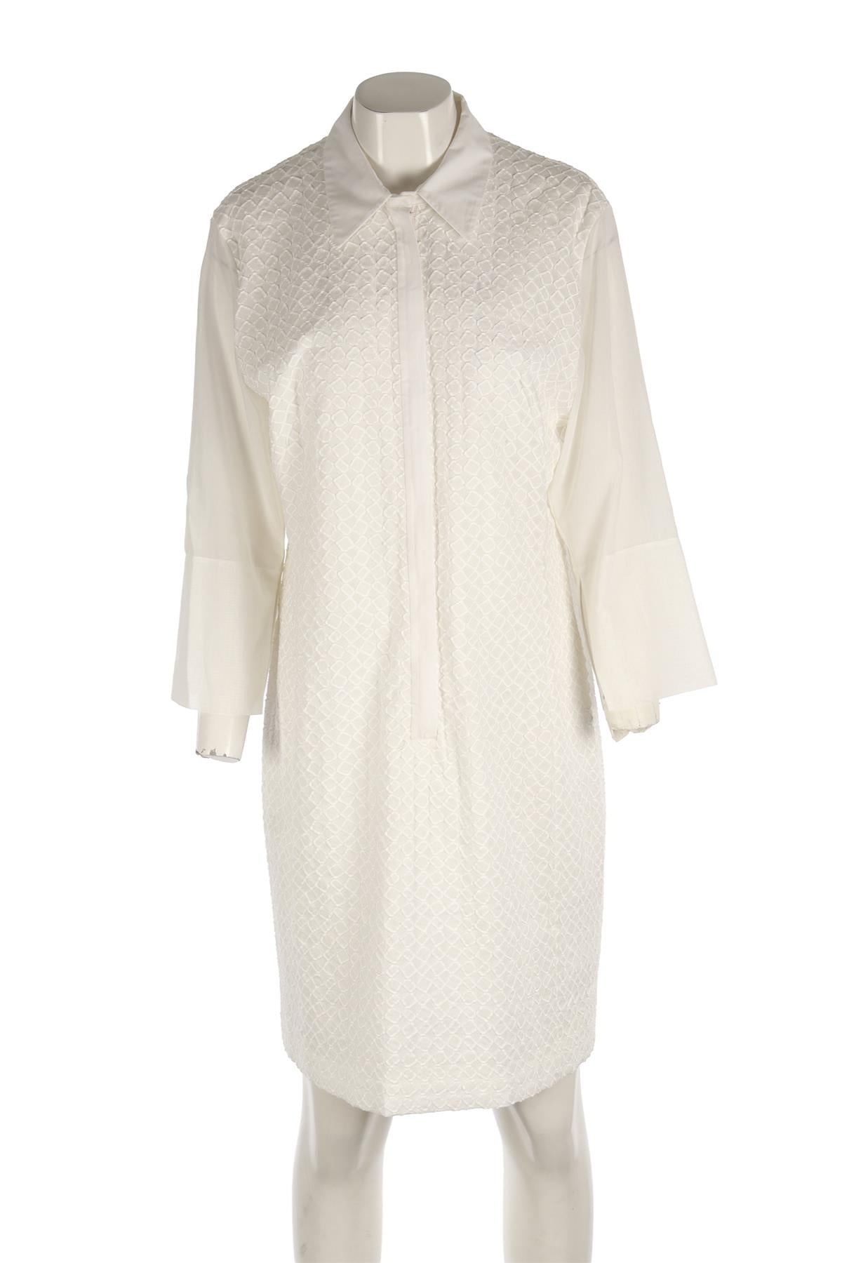 AKRIS WHITE COTTON MIDI DRESS FR 42 UK 14
