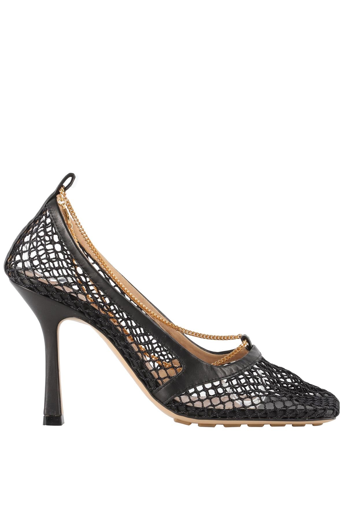 BOTTEGA VENETA BLACK MESH AND LEATHER PUMPS EU 37.5 UK 4.5 US 7.5