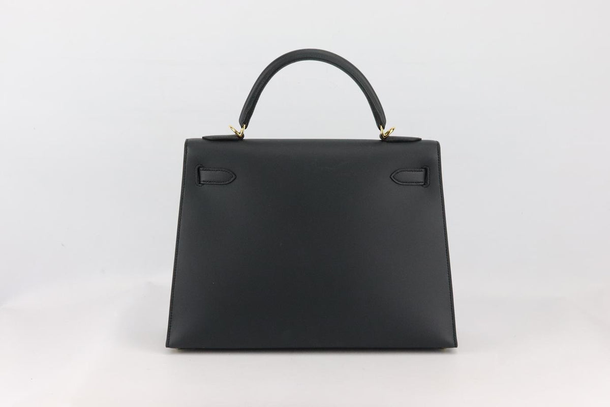 HERMÈS 2015 KELLY SELLIER 32CM SOMBRERO LEATHER BAG