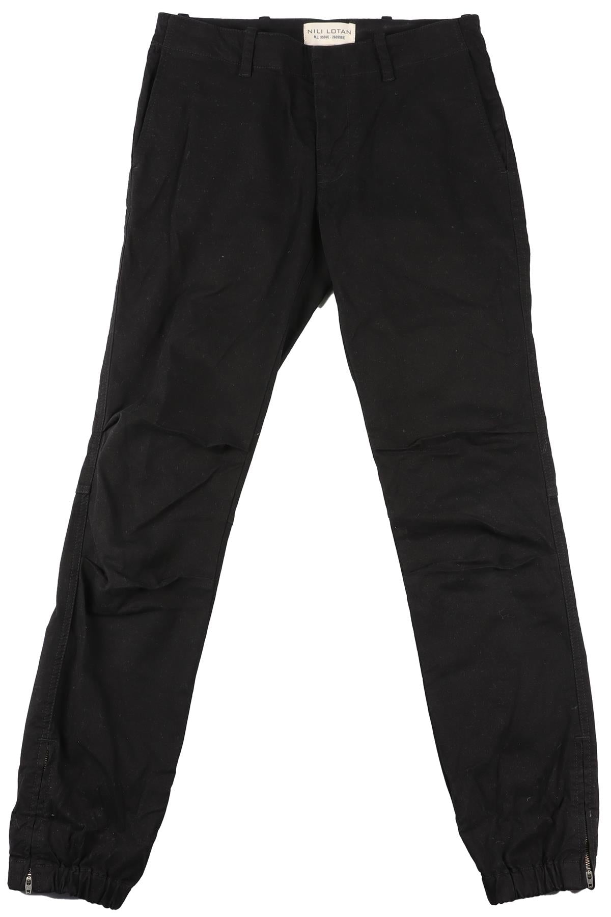 NILI LOTAN BLACK COTTON TAPERED PANTS W25 UK 6-8