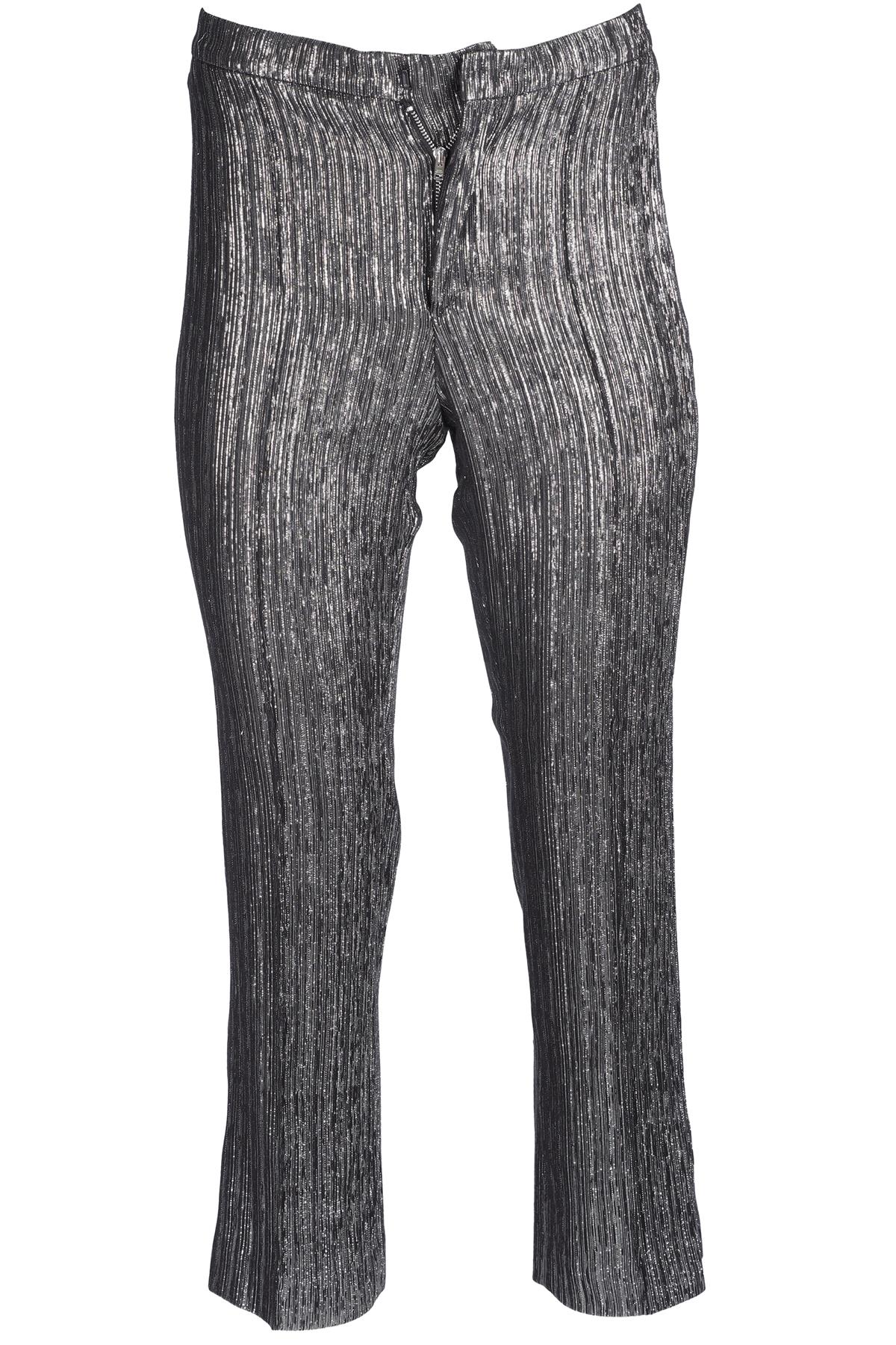 ISABEL MARANT SILVER LUREX STRAIGHT LEG PANTS FR 38 UK 10