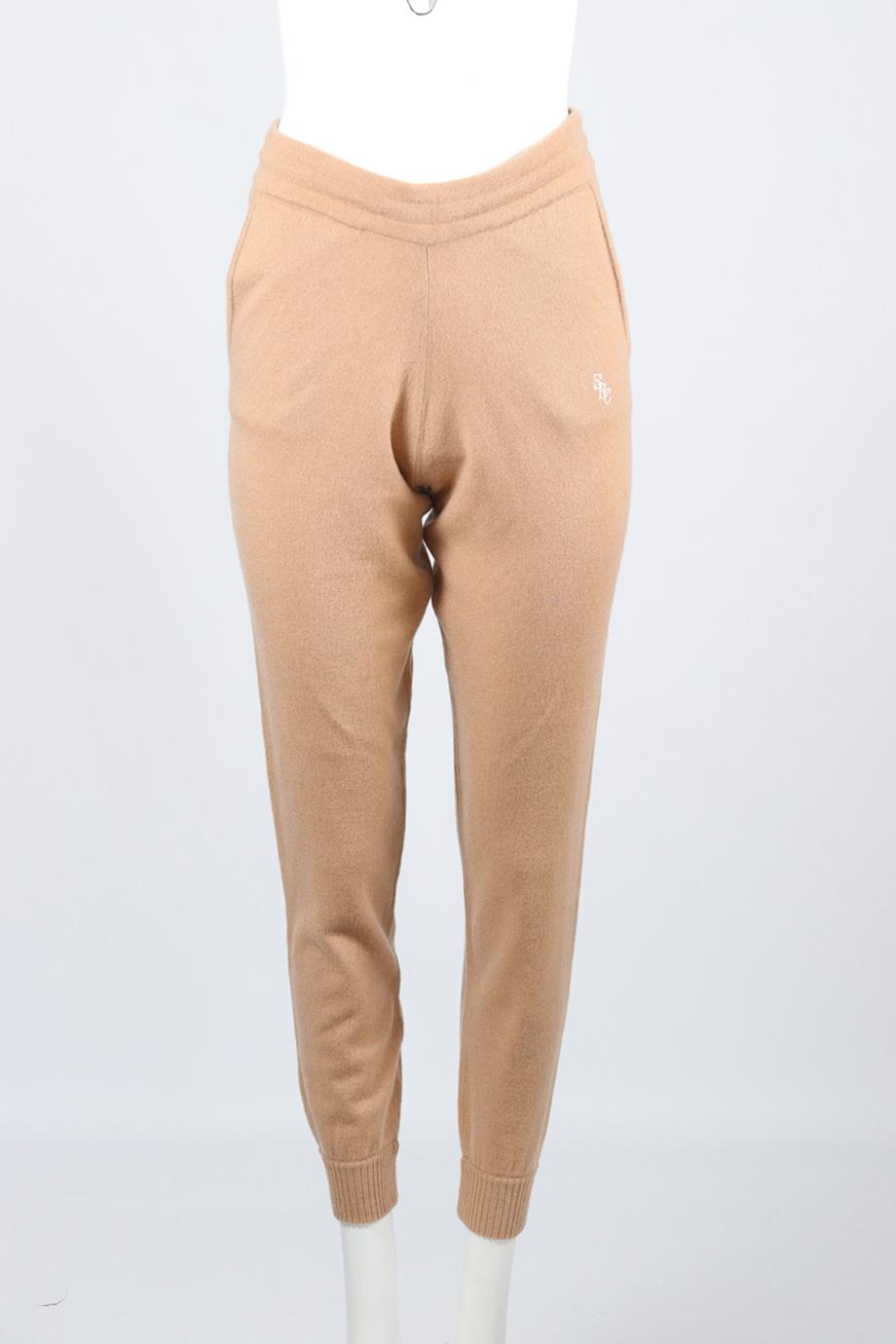 SPORTY AND RICH EMBROIDERED CASHMERE TAPERED PANTS SMALL