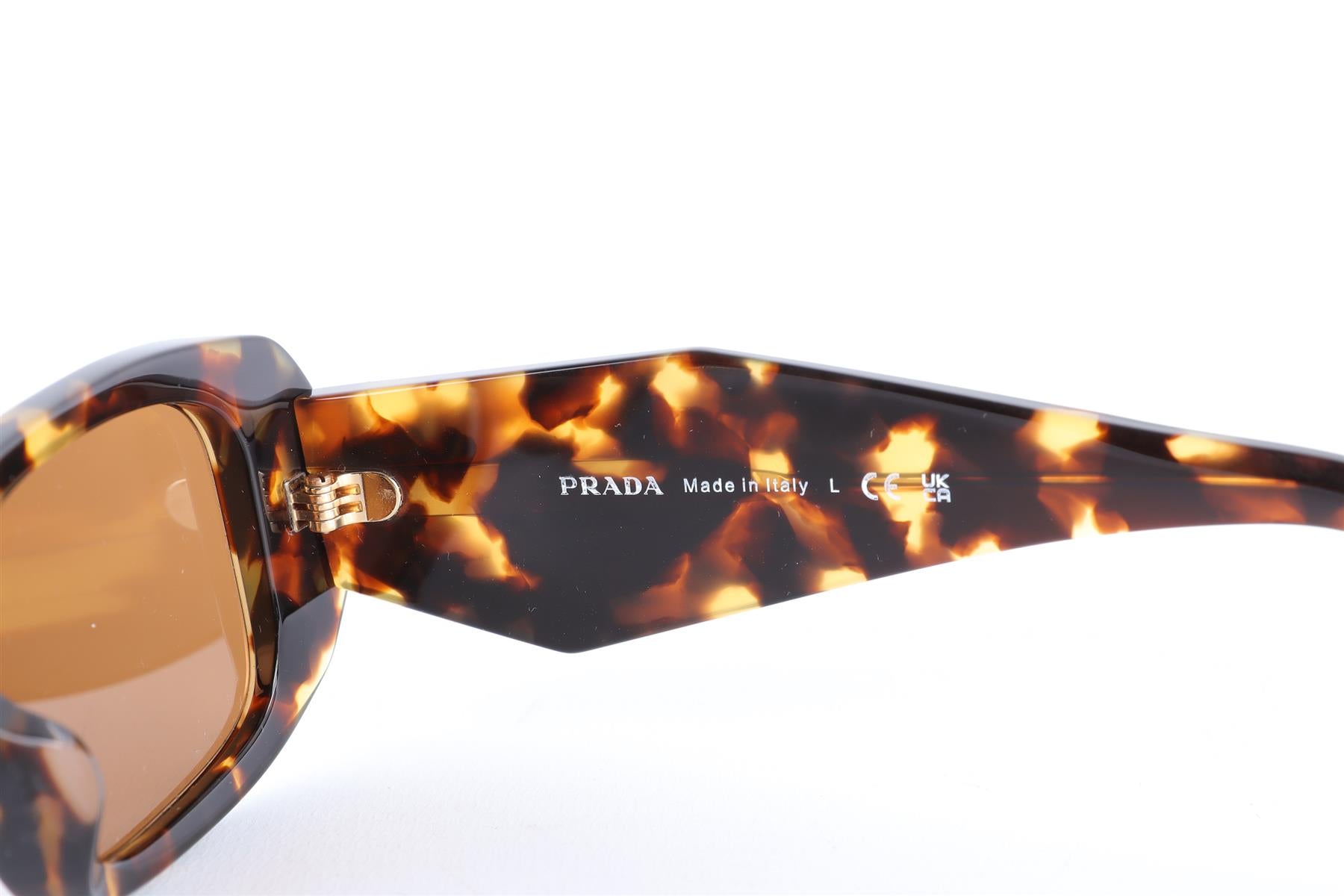 PRADA BROWN RECTANGLE FRAME ACETATE SUNGLASSES