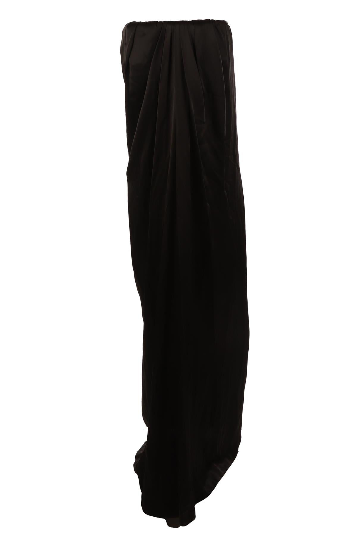 SAINT LAURENT BLACK SATIN MAXI DRESS FR 38 UK 10