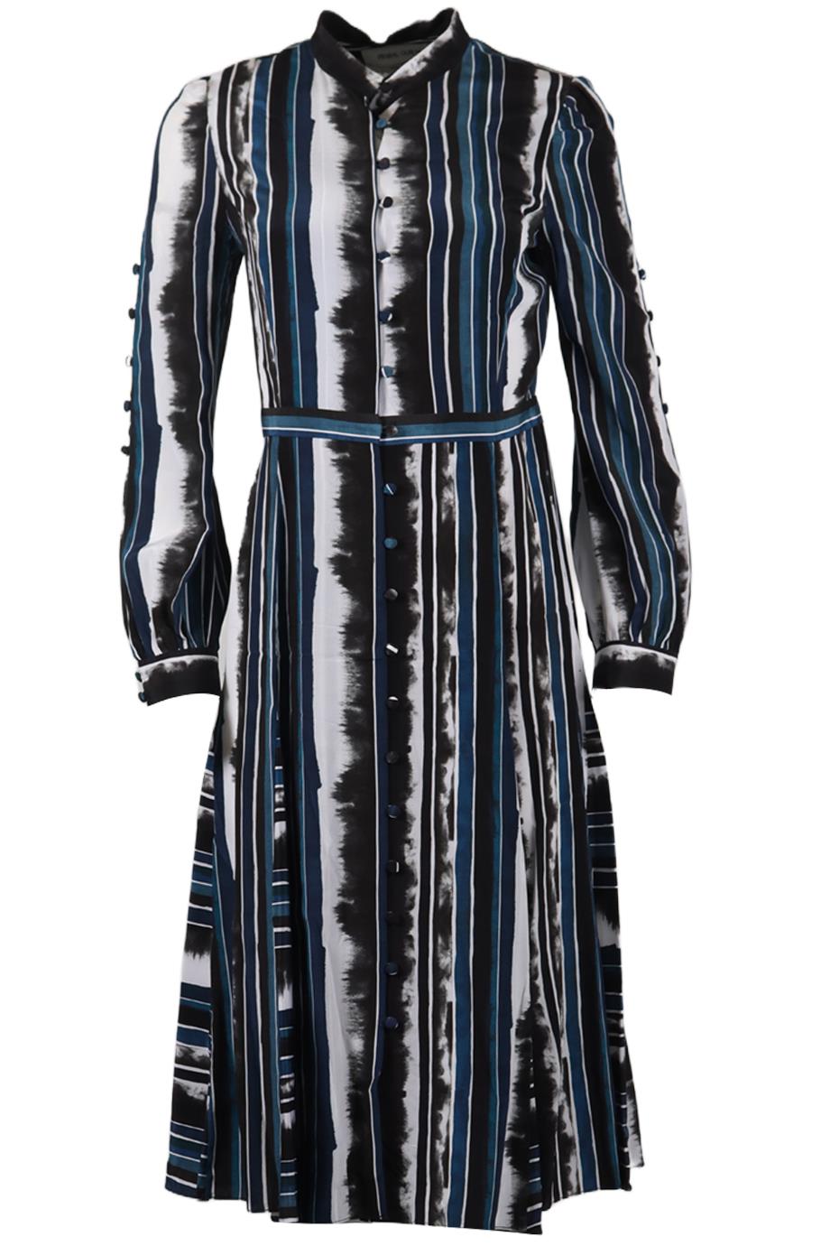 PRABAL GURUNG PRINTED SILK MIDI DRESS US 4 UK 8