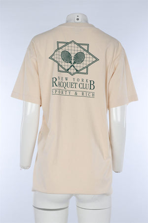 SPORTY & RICH BEIGE COTTON T-SHIRT MEDIUM