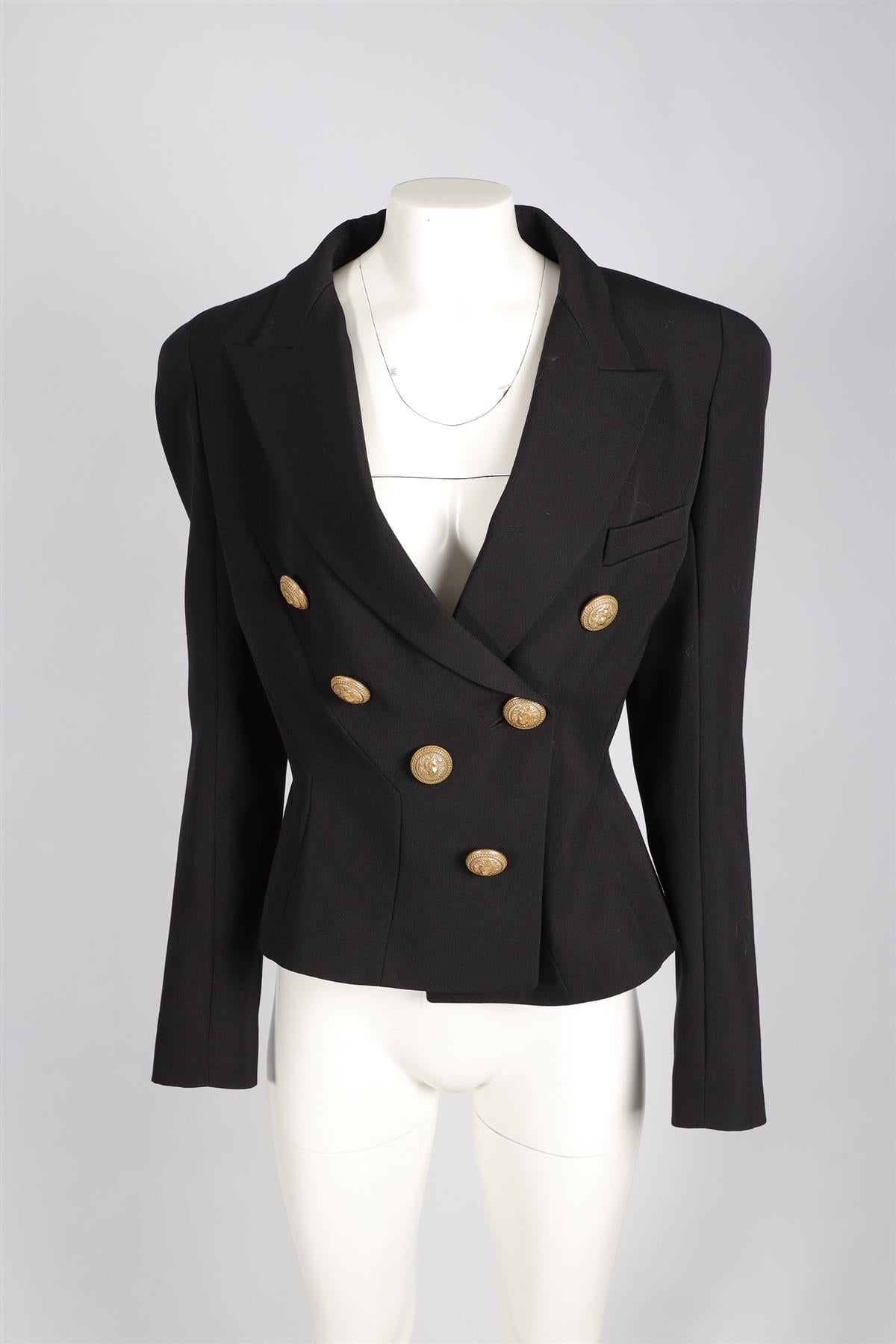BALMAIN BLACK WOOL BLAZER FR 46 UK 18