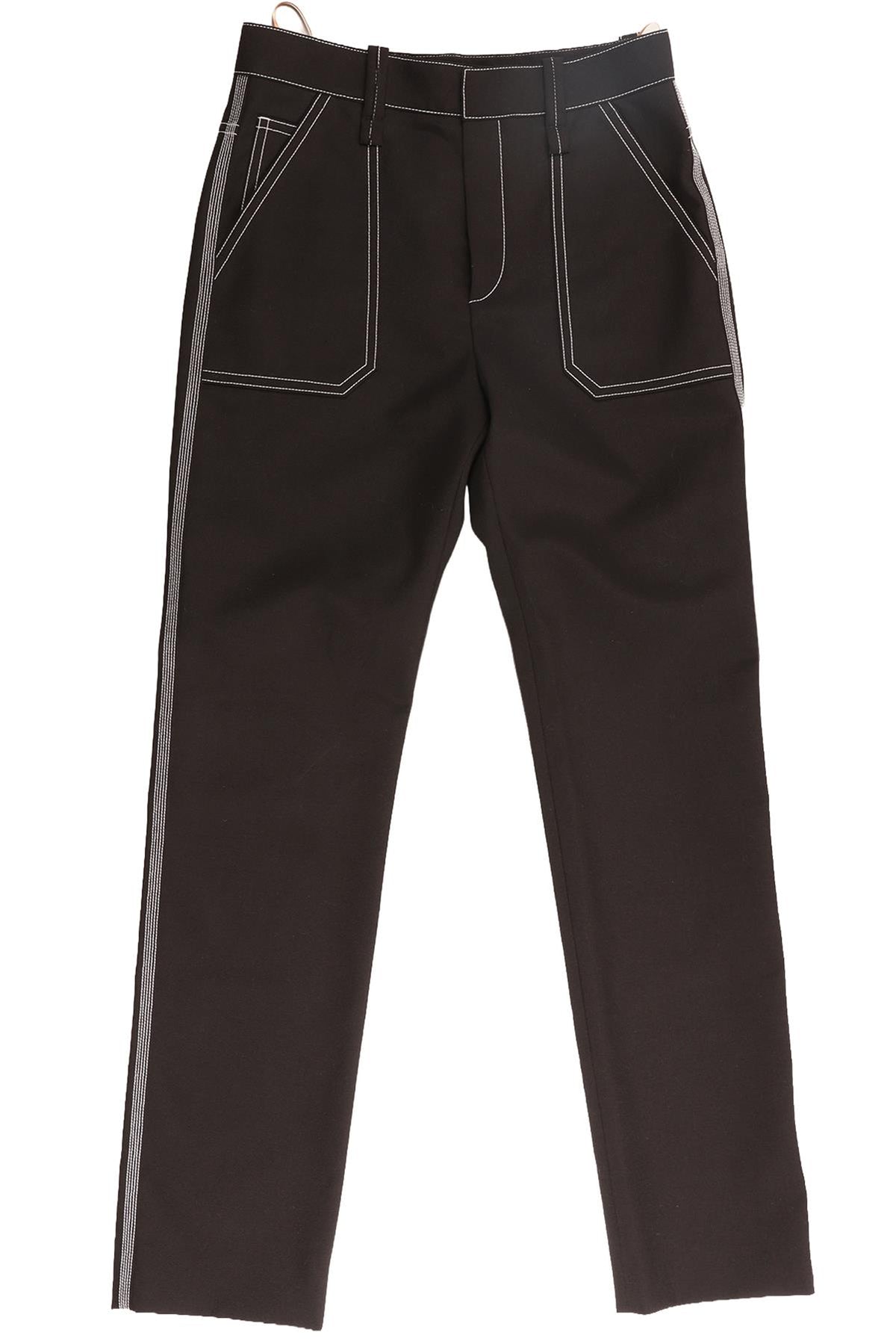 CHLOÉ BLACK WOOL STRAIGHT LEG PANTS FR 34 UK 6