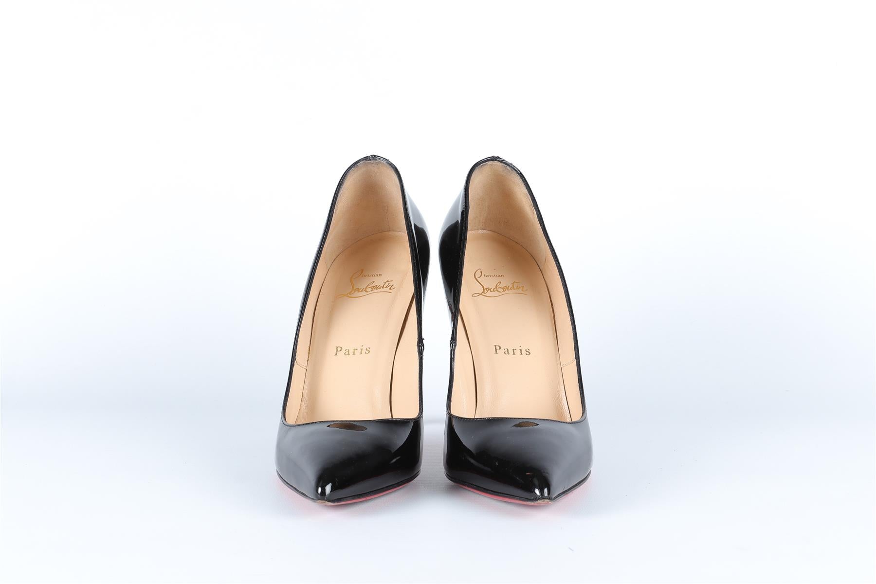 CHRISTIAN LOUBOUTIN BLACK PATENT LEATHER PUMPS EU 37.5 UK 4.5 US 7.5