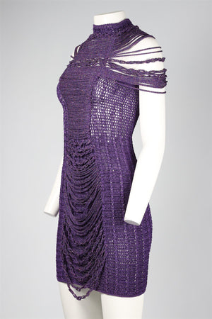 ANDREA ALMEIDA PURPLE CROCHET MINI DRESS SMALL