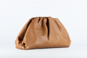 BOTTEGA VENETA BROWN POUCH LARGE LEATHER CLUTCH