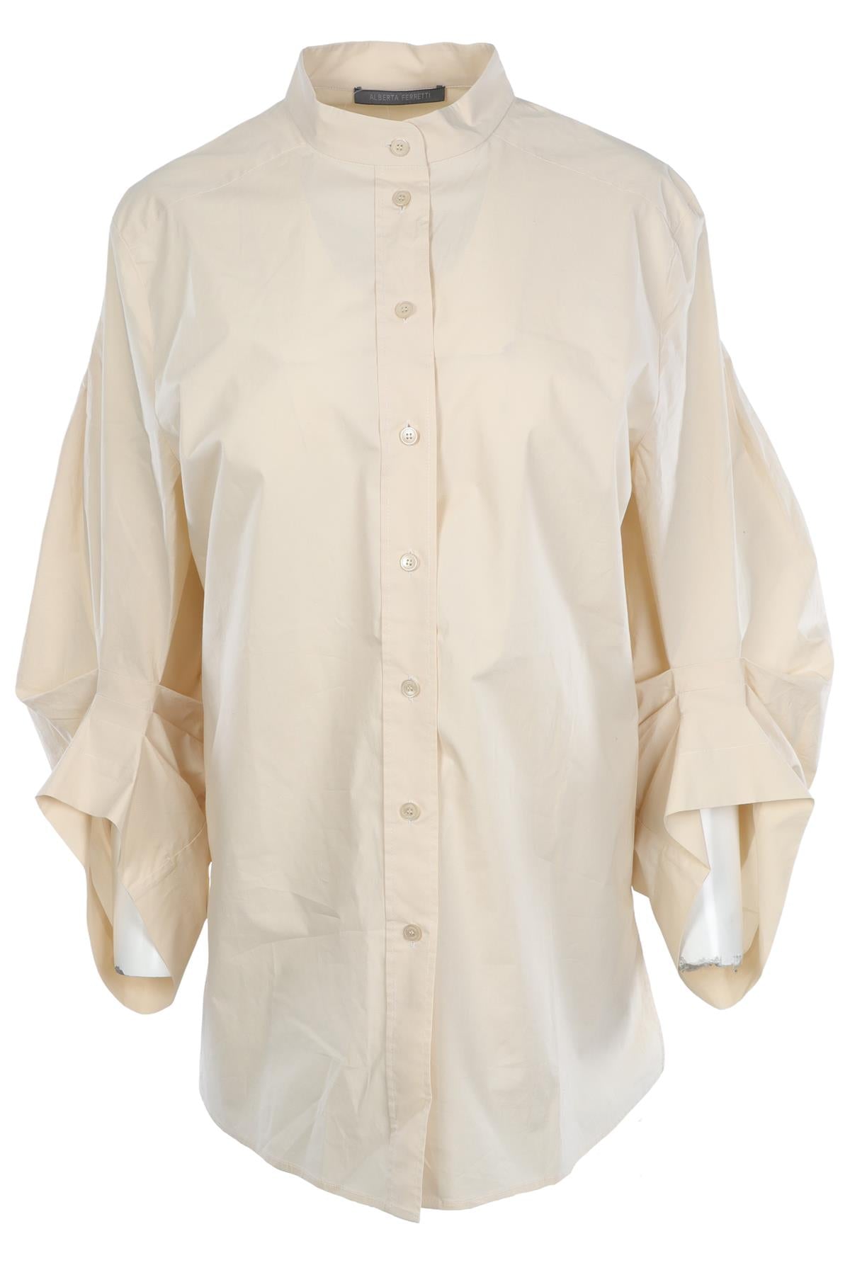 ALBERTA FERRETTI CREAM COTTON SHIRT UK 12