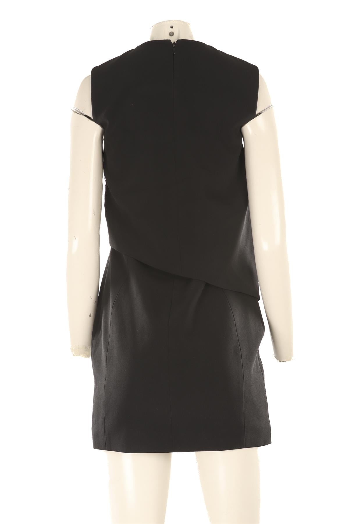 MUGLER BLACK WOVEN MINI DRESS FR 38 UK 10