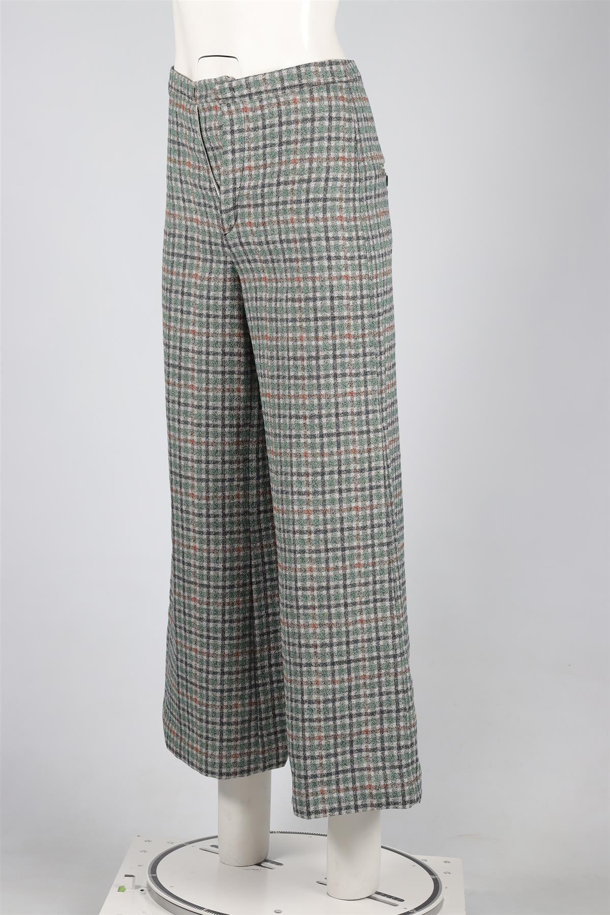 ISABEL MARANT GREEN COTTON WIDE LEG PANTS FR 36 UK 8