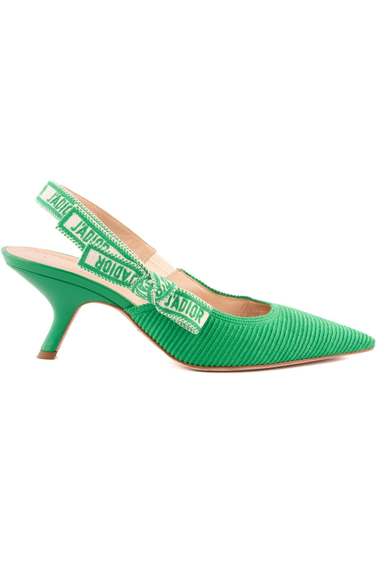 CHRISTIAN DIOR GREEN J'ADIOR CORDUROY SLINGBACK PUMPS EU 40 UK 7 US 10