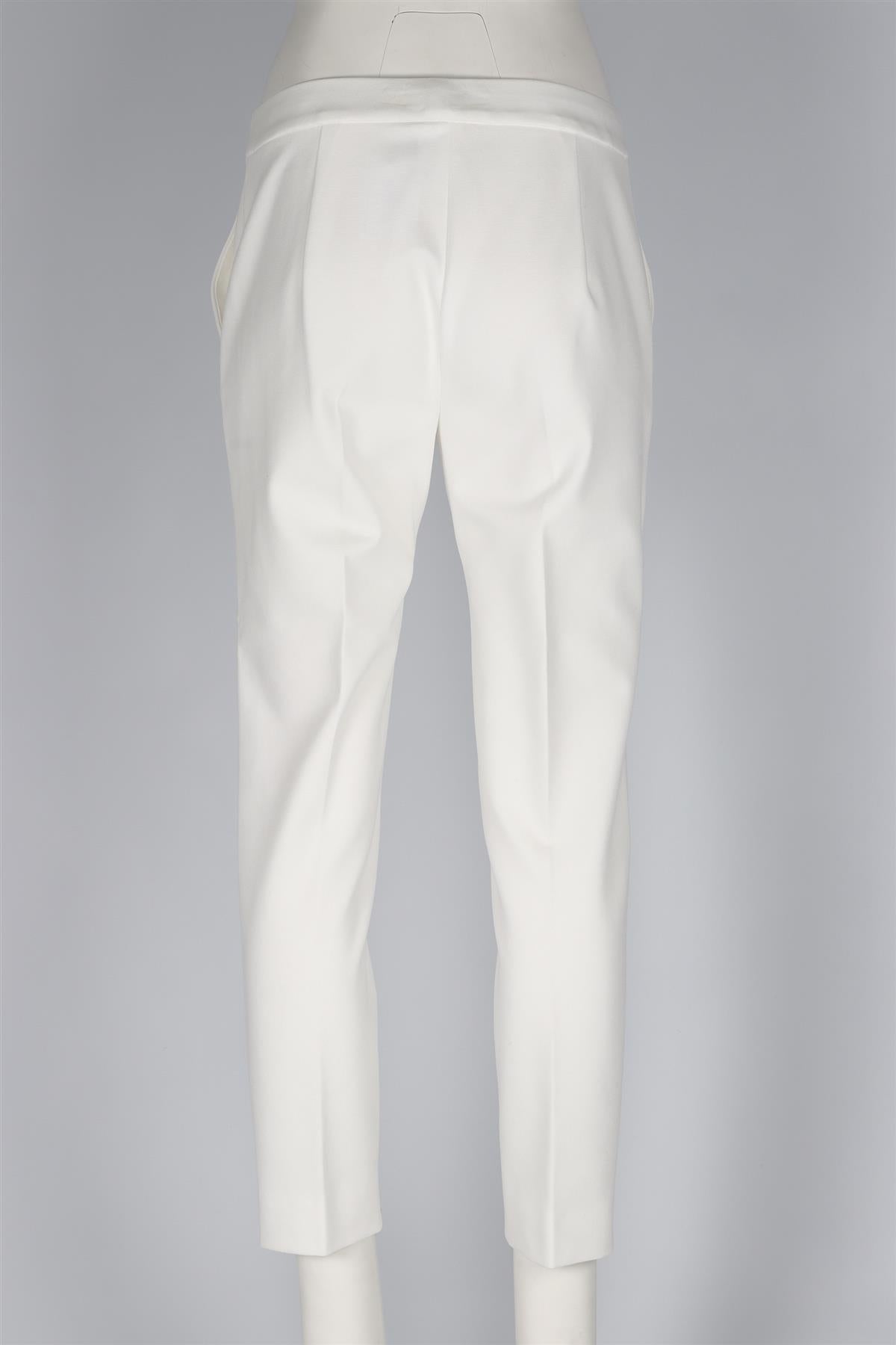 MAX MARA STUDIO WHITE WOVEN STRAIGHT LEG PANTS UK 12