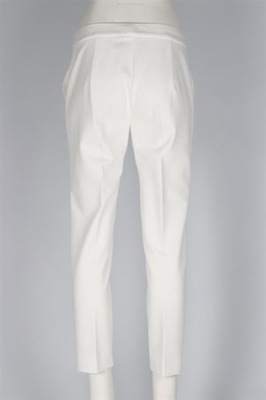 MAX MARA STUDIO WHITE WOVEN STRAIGHT LEG PANTS UK 12