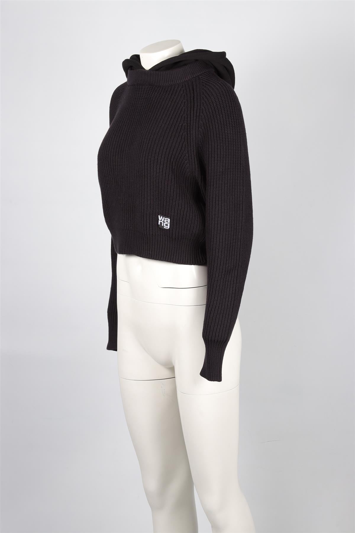 ALEXANDER WANG BLACK COTTON HOODIE XSMALL