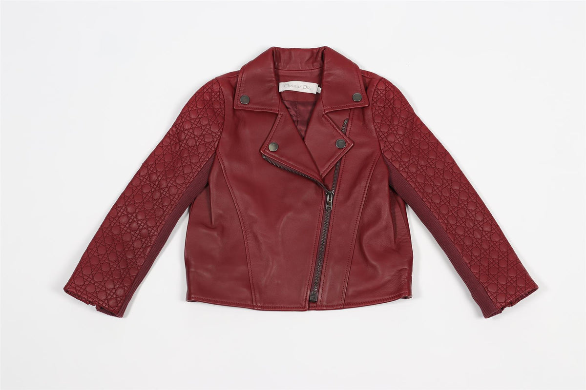 CHRISTIAN DIOR RED KIDS GRILS LEATHER JACKET 4 YEARS