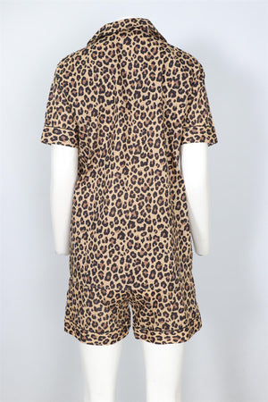 YOLKE LONDON BROWN COTTON PYJAMA SET SMALL - LARGE