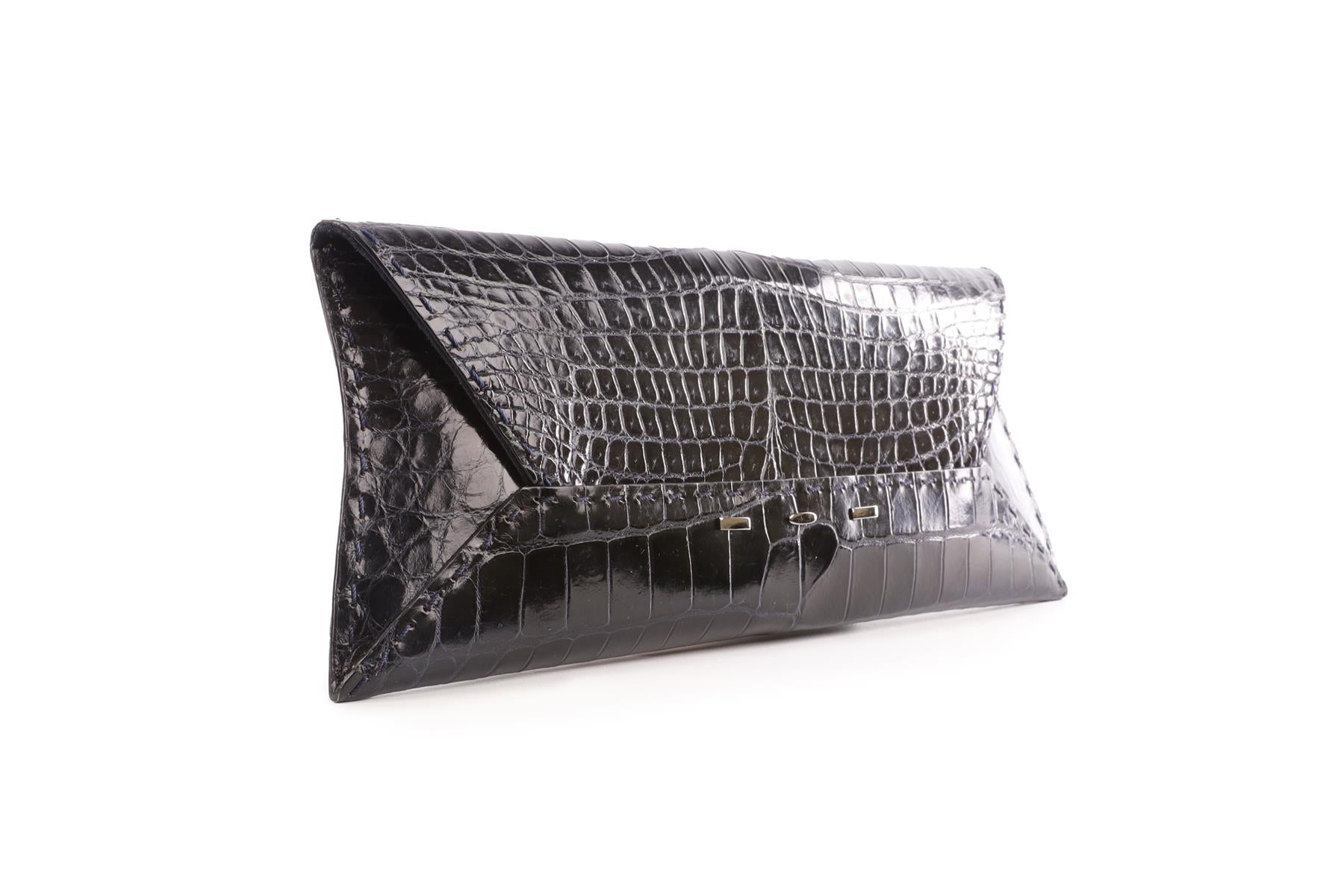 VBH NAVY CROCODILE CLUTCH