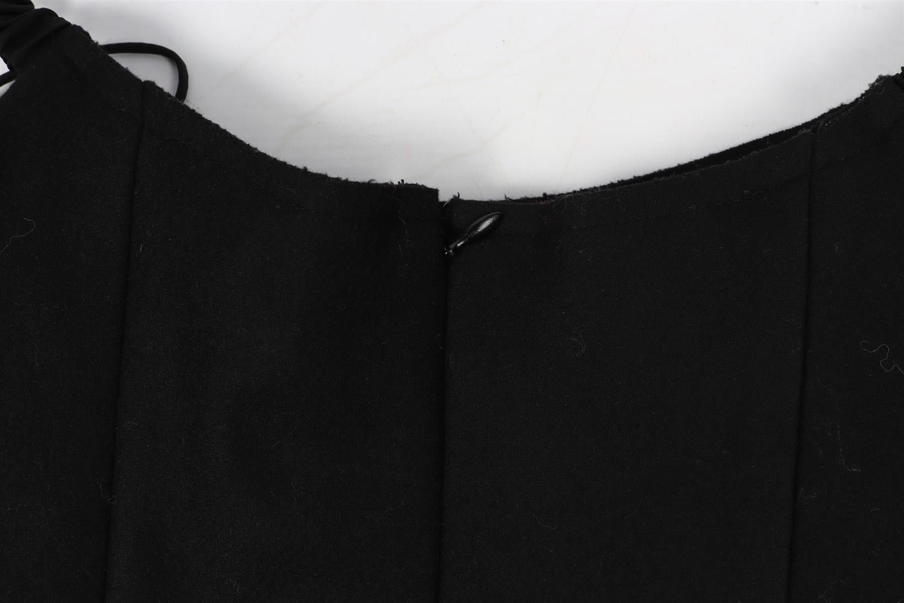 KHAITE BLACK CROPPED WOOL BLEND TOP XSMALL