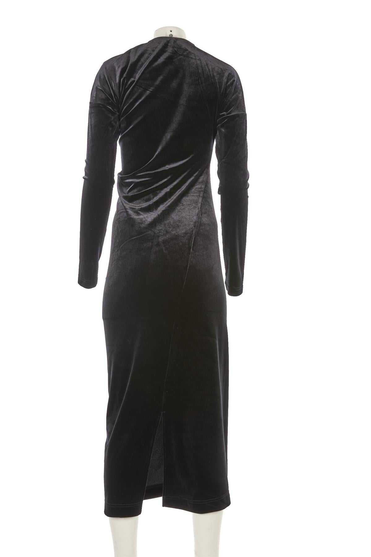 TOTEME BLACK VELVET MIDI DRESS MEDIUM