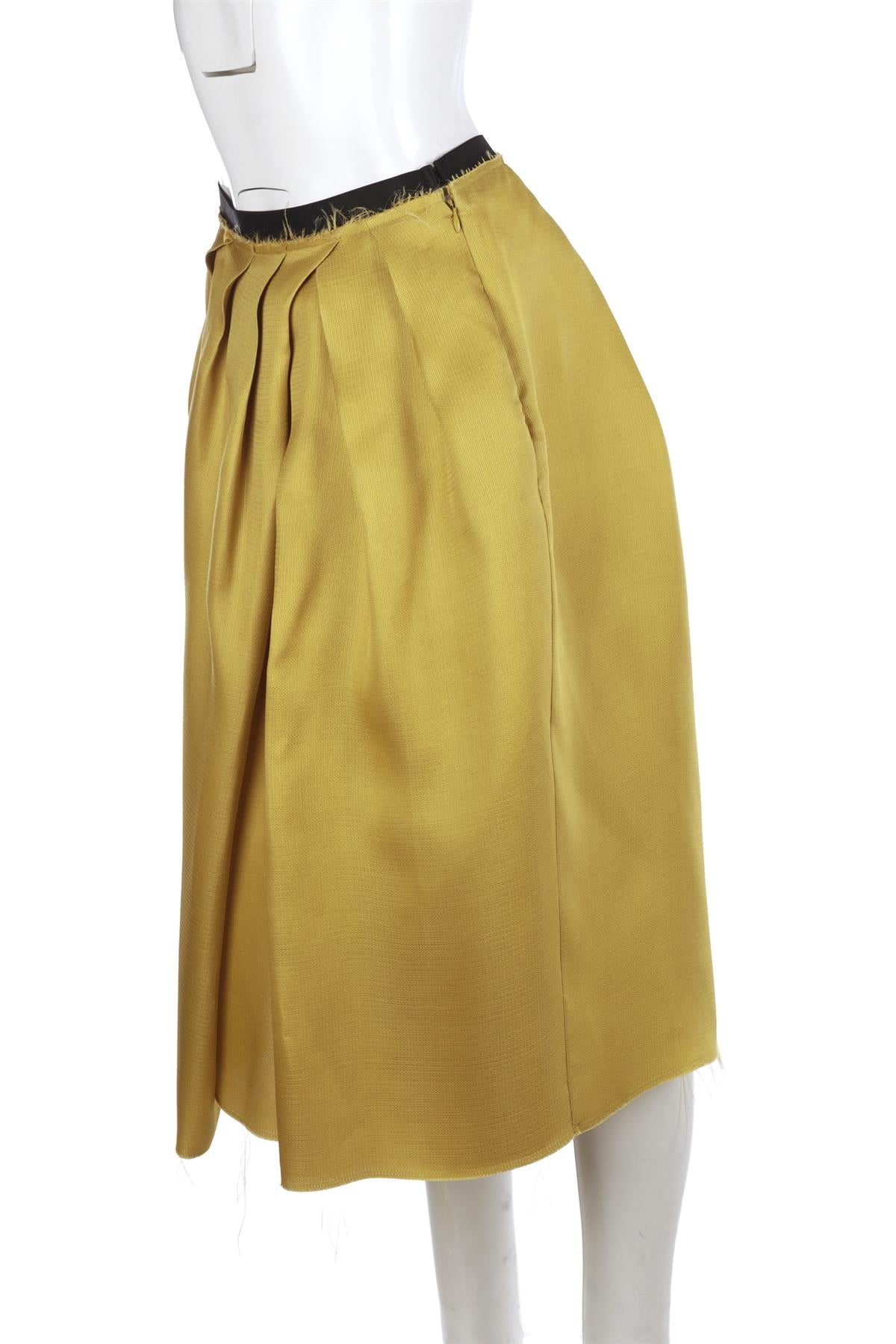 MARNI YELLOW SILK MIDI SKIRT IT 40 UK 8