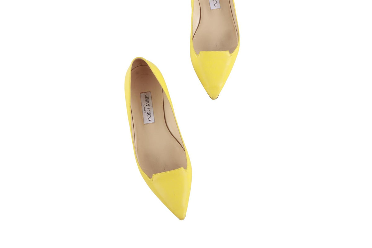 JIMMY CHOO YELLOW LEATHER BALLET FLATS EU 39 UK 6 US 9