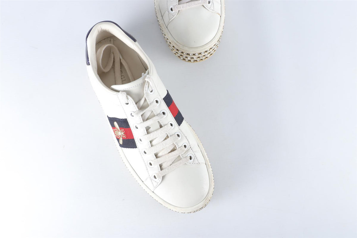 GUCCI WHITE ACE LEATHER PLATFORM SNEAKERS EU 36.5 UK 3.5 US 6.5