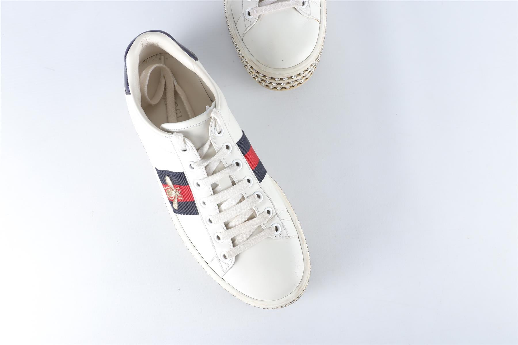 GUCCI WHITE ACE LEATHER PLATFORM SNEAKERS EU 36.5 UK 3.5 US 6.5