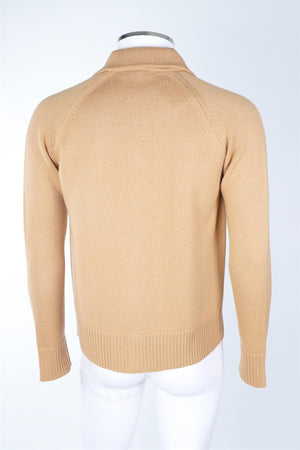GIULIVA HERITAGE TAN MEN'S WOOL CARDIGAN MEDIUM