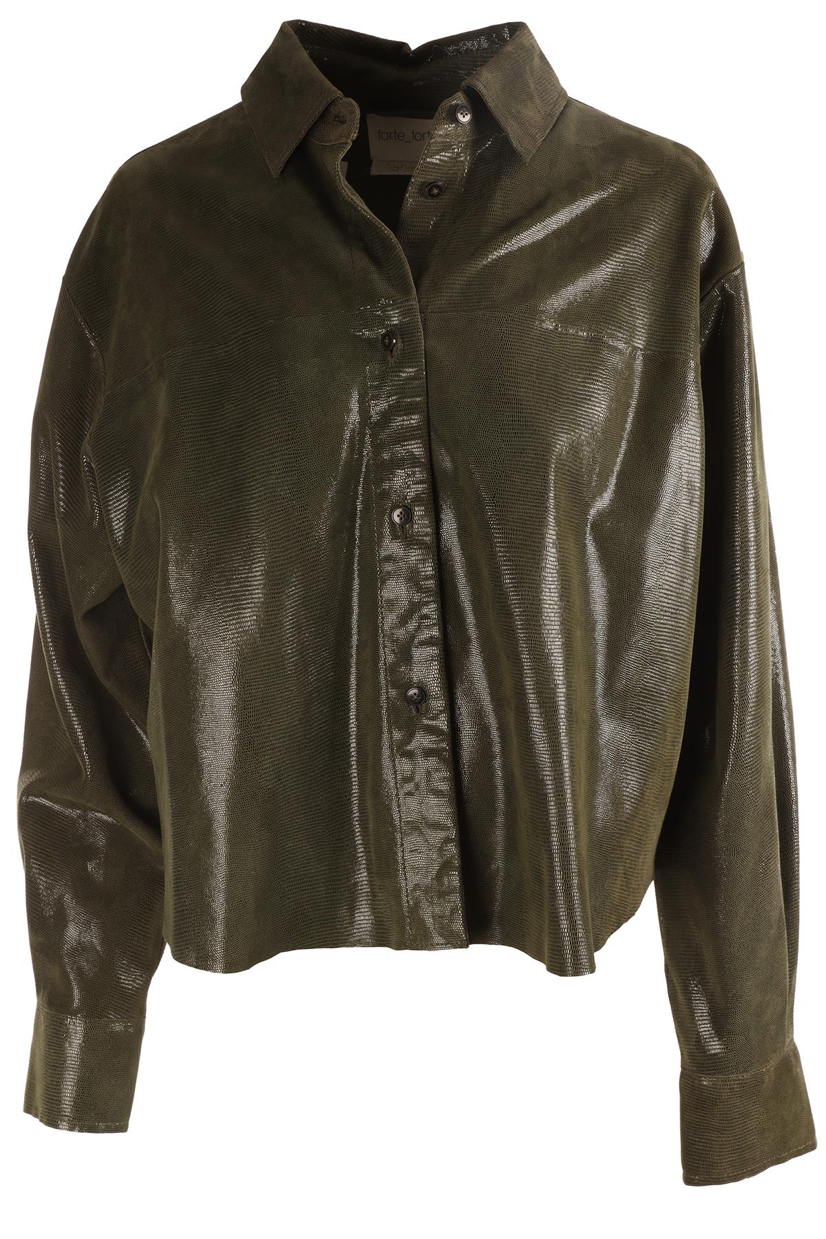 FORTE FORTE GREEN SUEDE SHIRT 1 UK 10