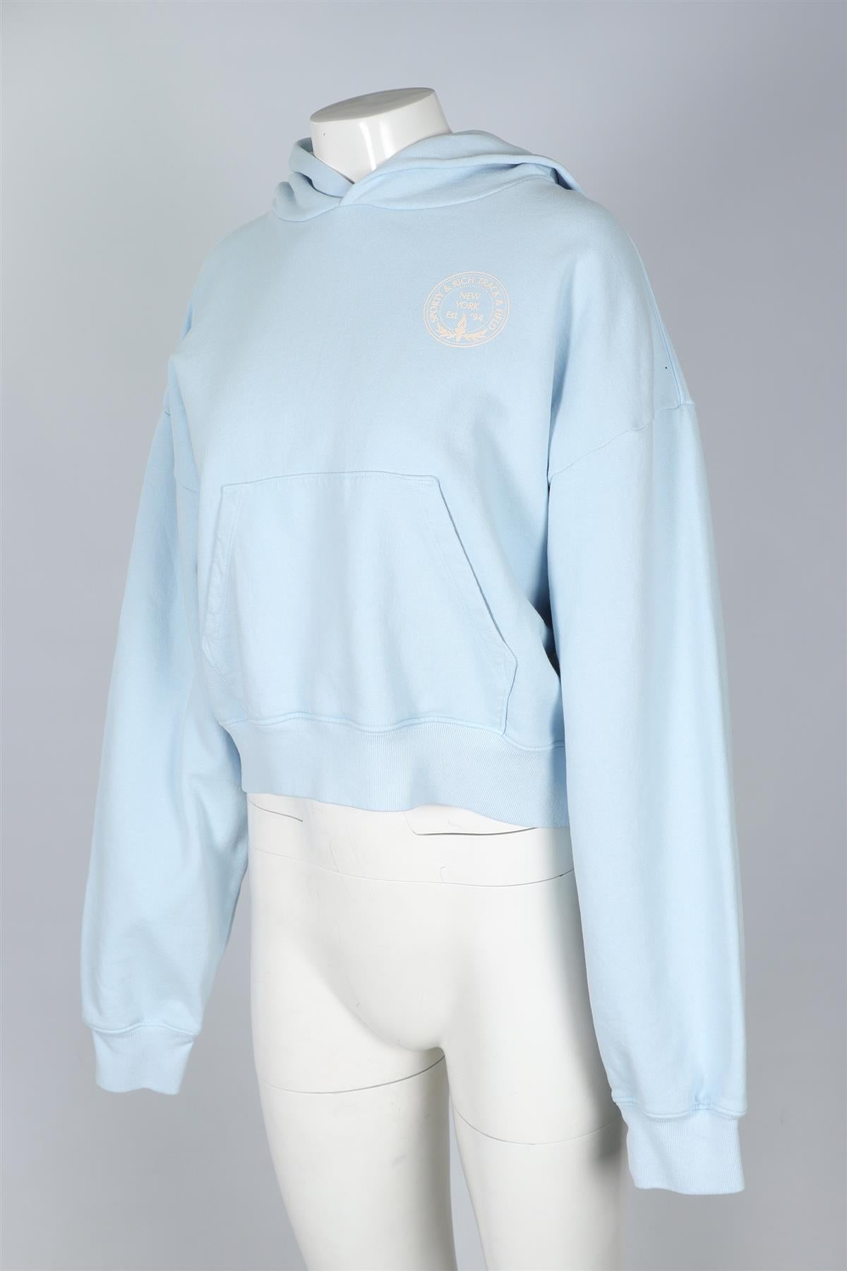 SPORTY & RICH BLUE COTTON SWEATSHIRT MEDIUM