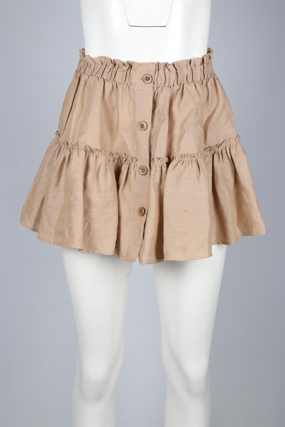 EBERJEY BEIGE LINEN MINI SKIRT SMALL