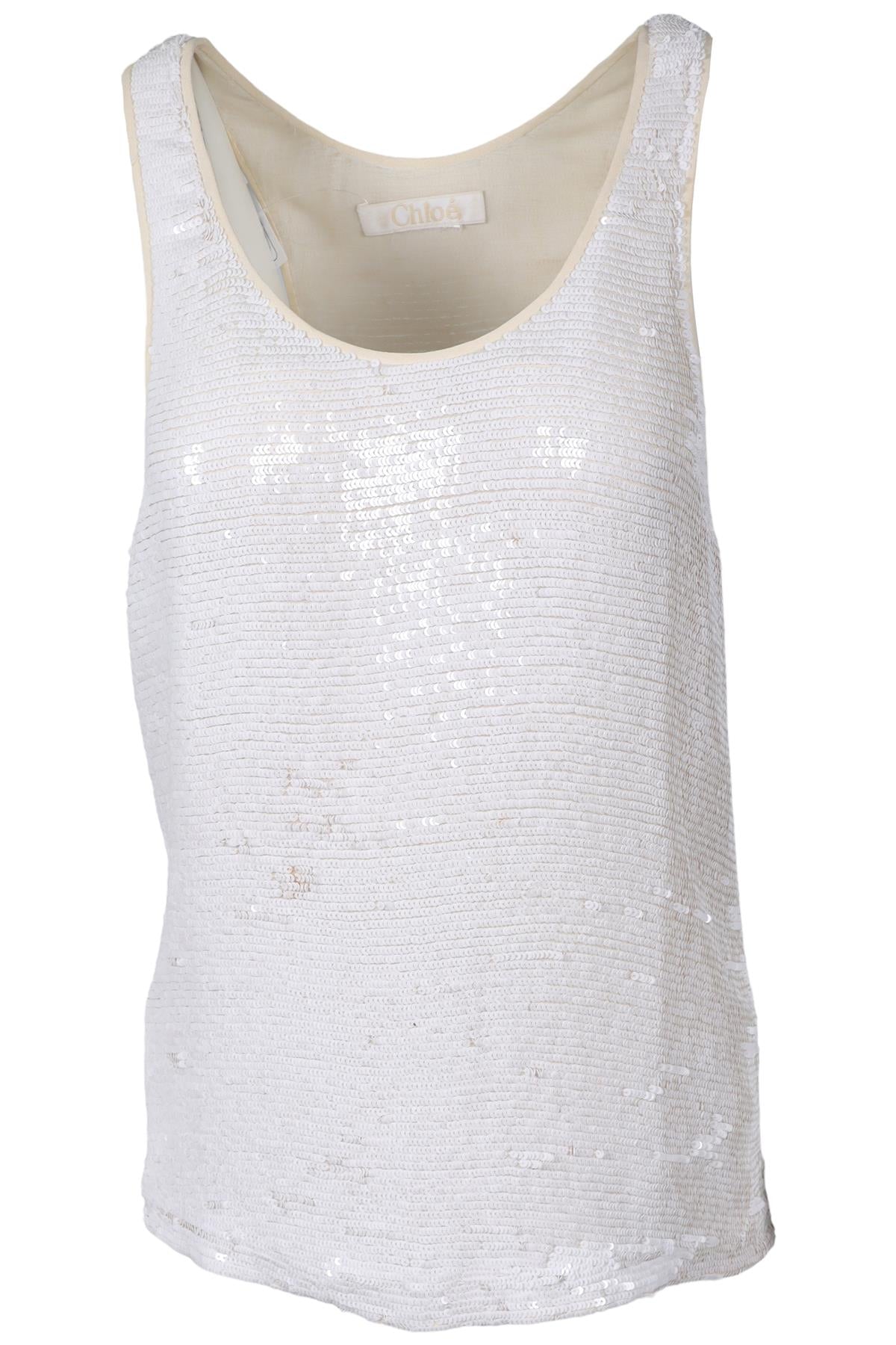 CHLOÉ WHITE SEQUIN TOP LARGE