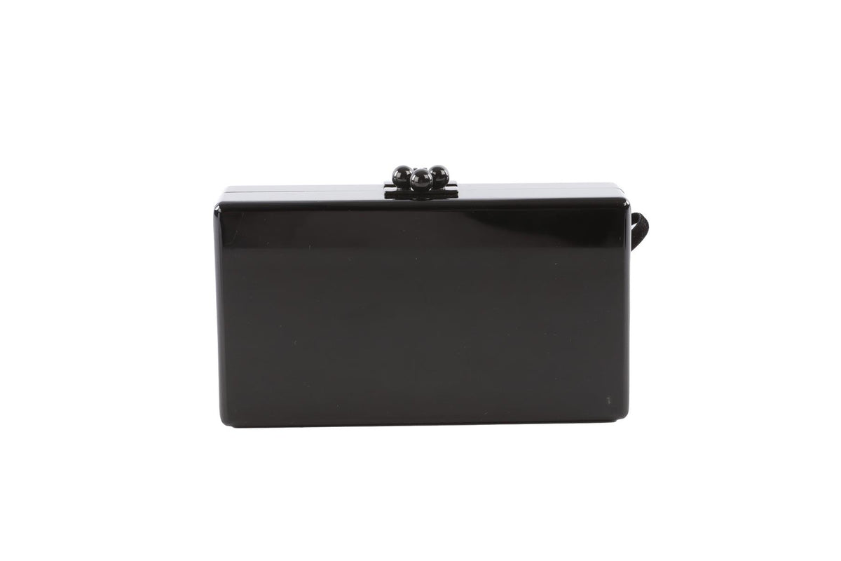 EDIE PARKER BLACK ACETATE CLUTCH