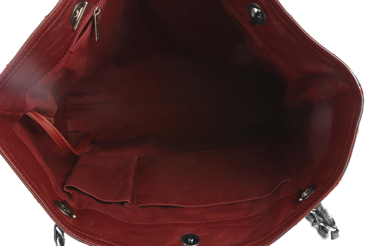 CHANEL BURGUNDY 2009-2010 MOSCOW LEATHER TOTE BAG